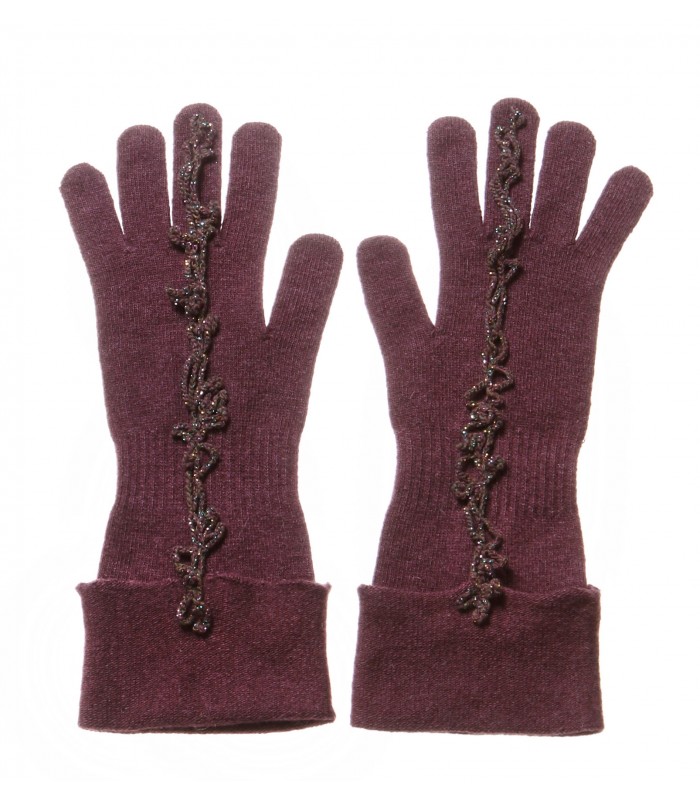 Cashmere Blend Gloves with Handmade Lace Decoration packaged in Signature box